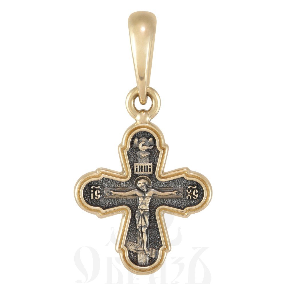 крест «распятие. ангел хранитель», золото 585 проба желтого (арт. 201.662)