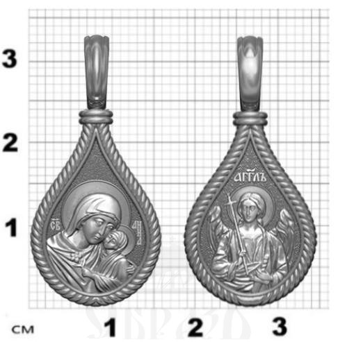 нательная икона св. праведная анна, серебро 925 проба с платинированием (арт. 06.005р)
